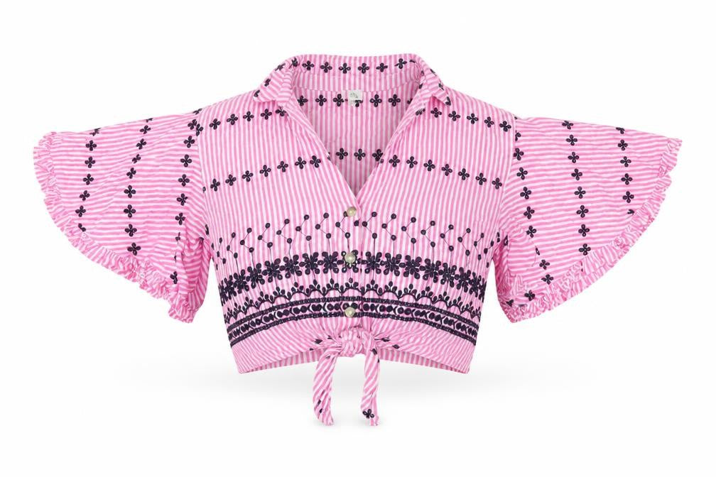 Womens UK Size 8 River Island Pink Cropped Button-Up