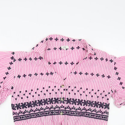 Womens UK Size 8 River Island Pink Cropped Button-Up