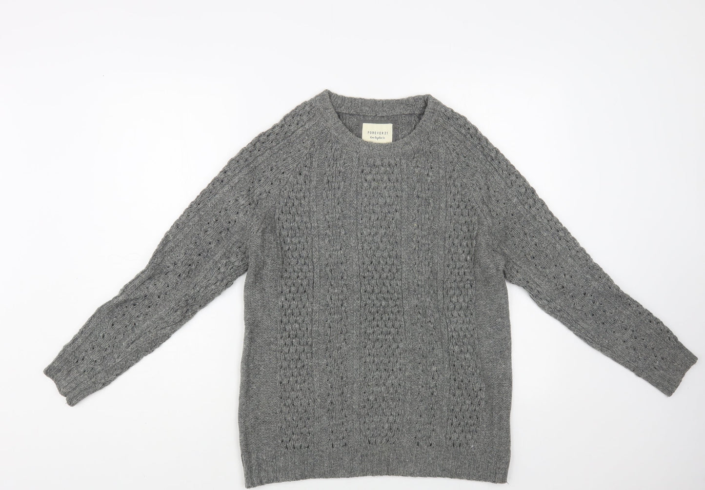 Womens UK Size S FOREVER 21 Grey Pullover Jumper