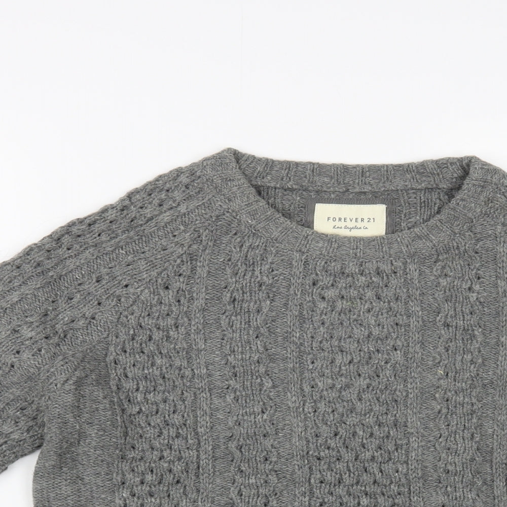 Womens UK Size S FOREVER 21 Grey Pullover Jumper