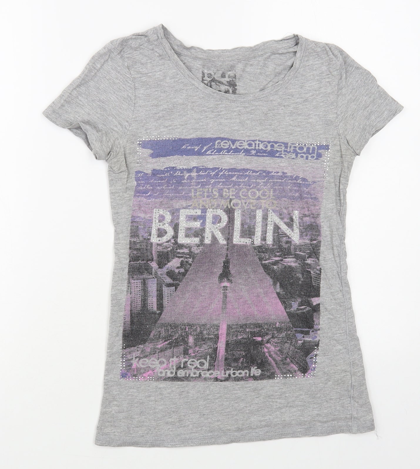 Womens UK Size 8 Dunnes Stores Grey Basic T-Shirt