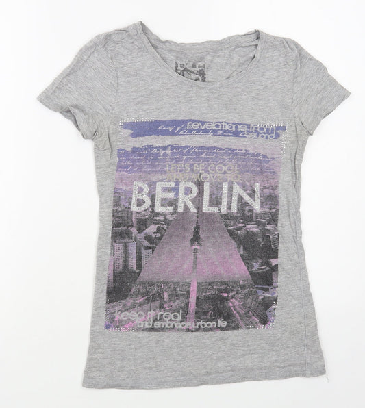 Womens UK Size 8 Dunnes Stores Grey Basic T-Shirt