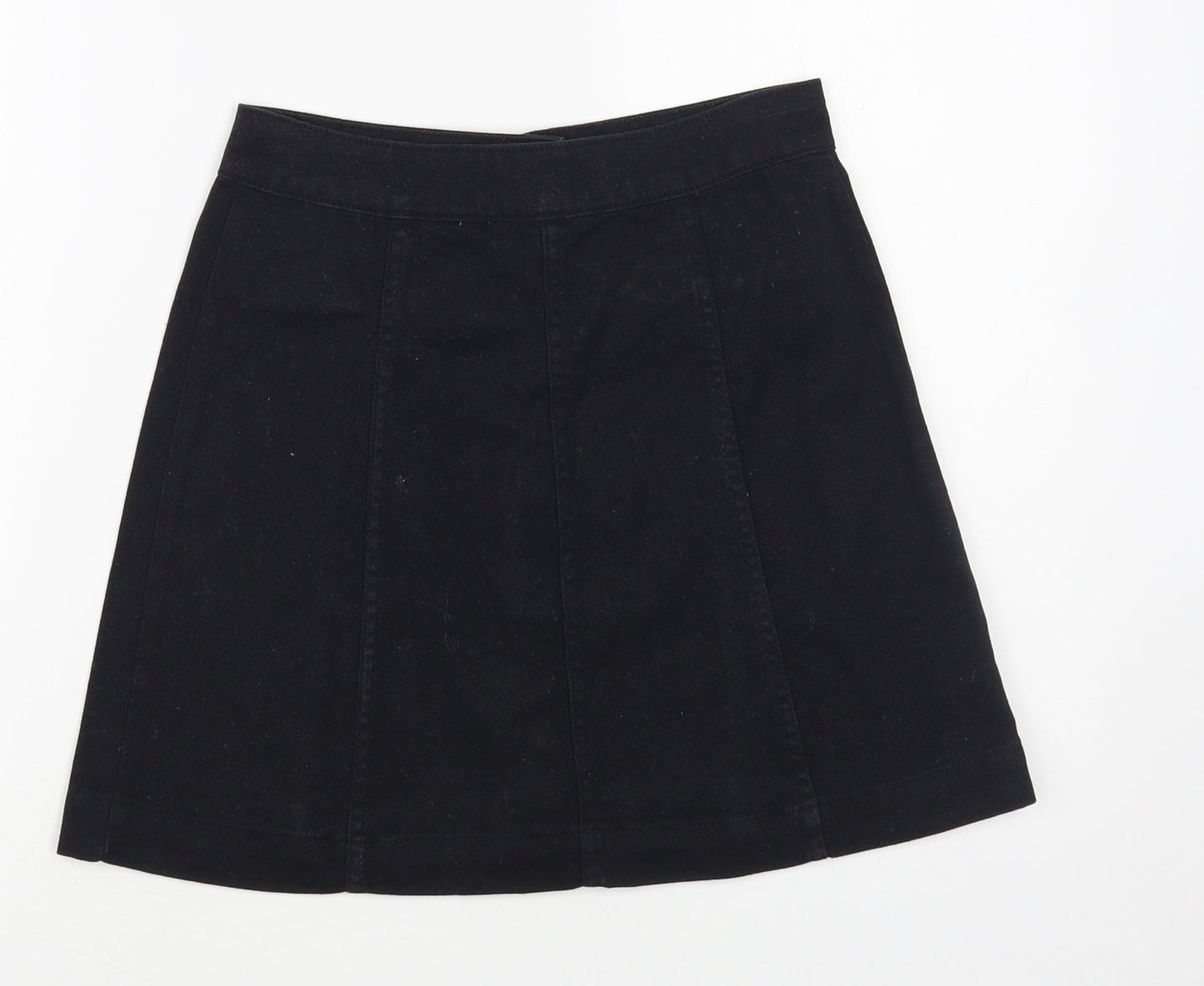 H&M Womens Black Cotton Mini Skirt Size 6 Button