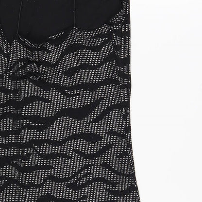 H&M Womens Black Animal Print Nylon Bodycon Size S Cowl Neck Pullover