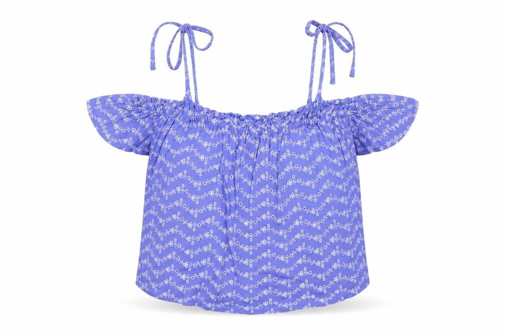 Womens UK Size 10 Miss Selfridge Blue Cropped Blouse