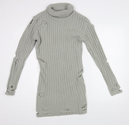 Womens UK Size S In the Style Grey Tunic Jumper