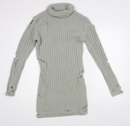 Womens UK Size S In the Style Grey Tunic Jumper