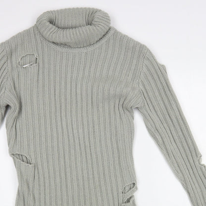Womens UK Size S In the Style Grey Tunic Jumper