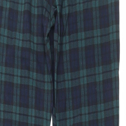 Primark Womens Green Plaid Elastane Trousers Size 10 L26.5 in Regular