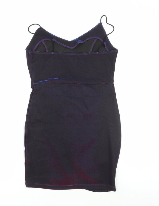 SheIn Womens Blue Polyester Bodycon Size S V-Neck