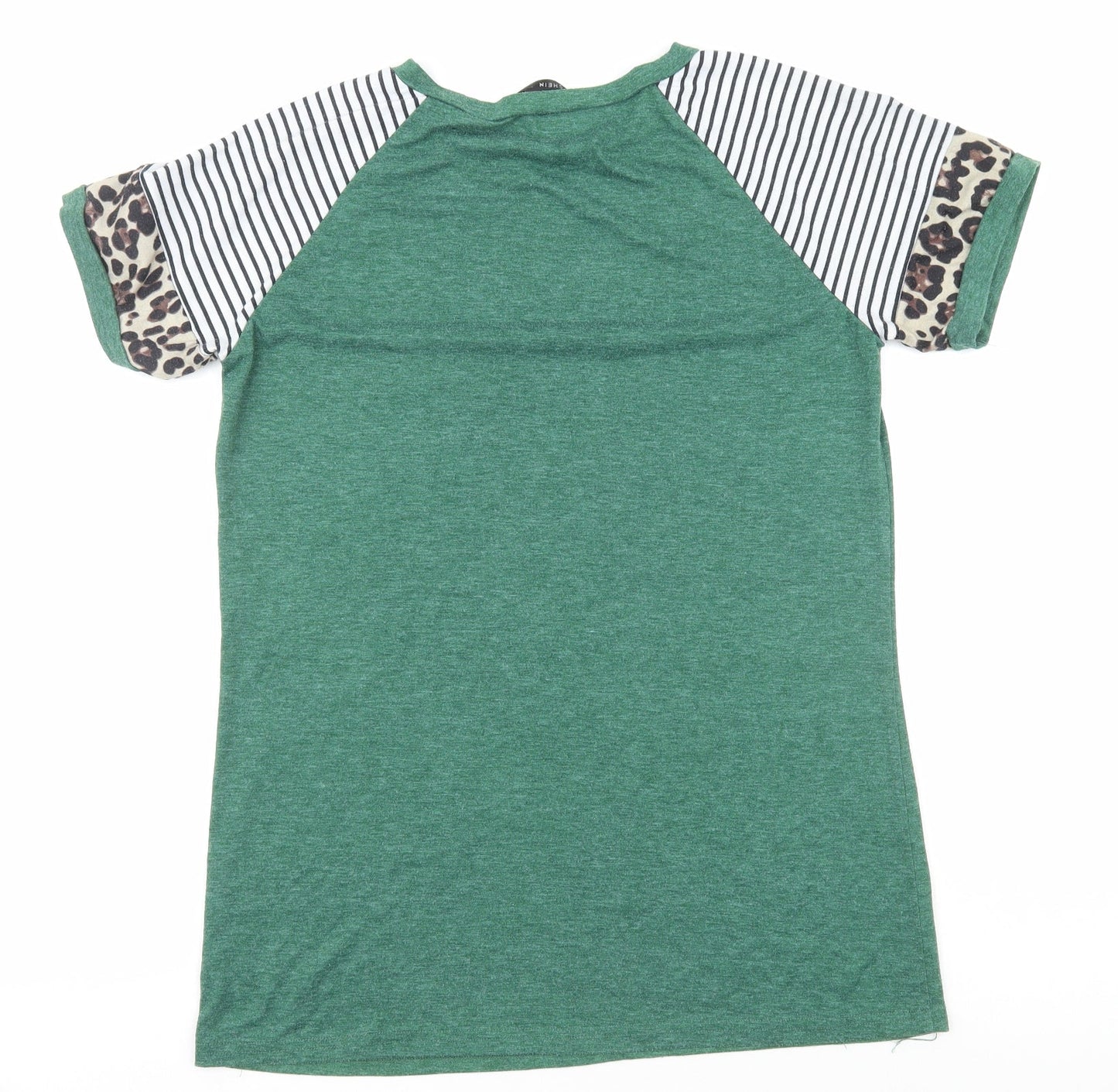 SheIn Womens Green Animal Print Cotton Basic T-Shirt Size M Round Neck