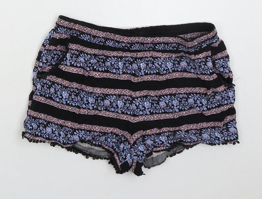 Atmosphere Womens Black Floral Viscose Mom Shorts Size 8 Regular