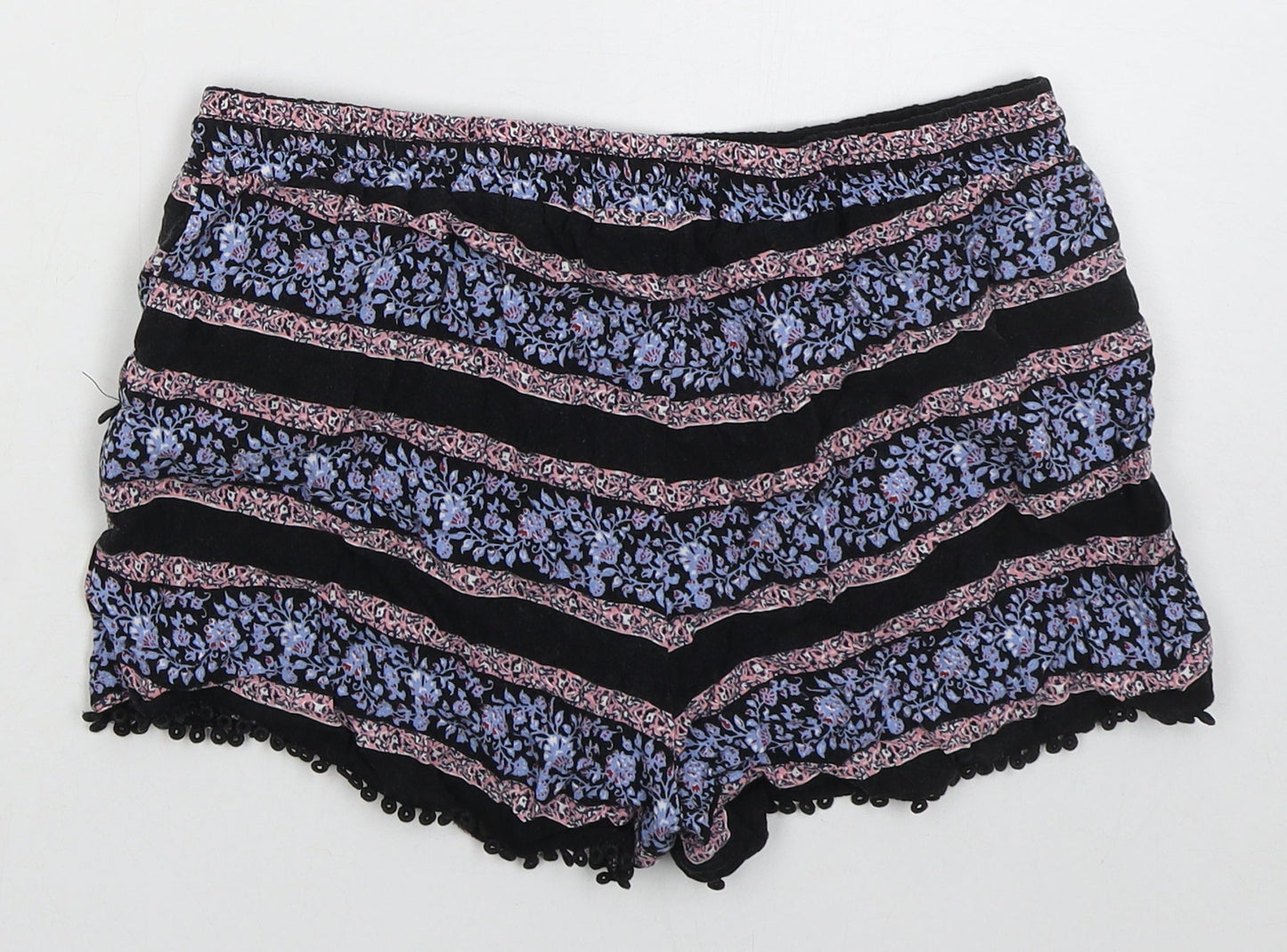 Atmosphere Womens Black Floral Viscose Mom Shorts Size 8 Regular