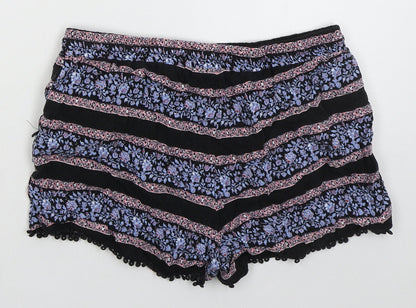 Atmosphere Womens Black Floral Viscose Mom Shorts Size 8 Regular