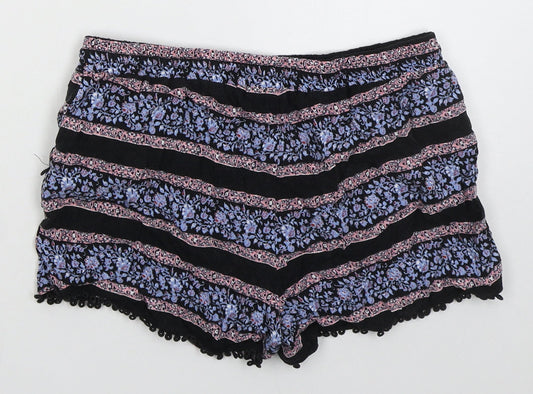 Atmosphere Womens Black Floral Viscose Mom Shorts Size 8 Regular