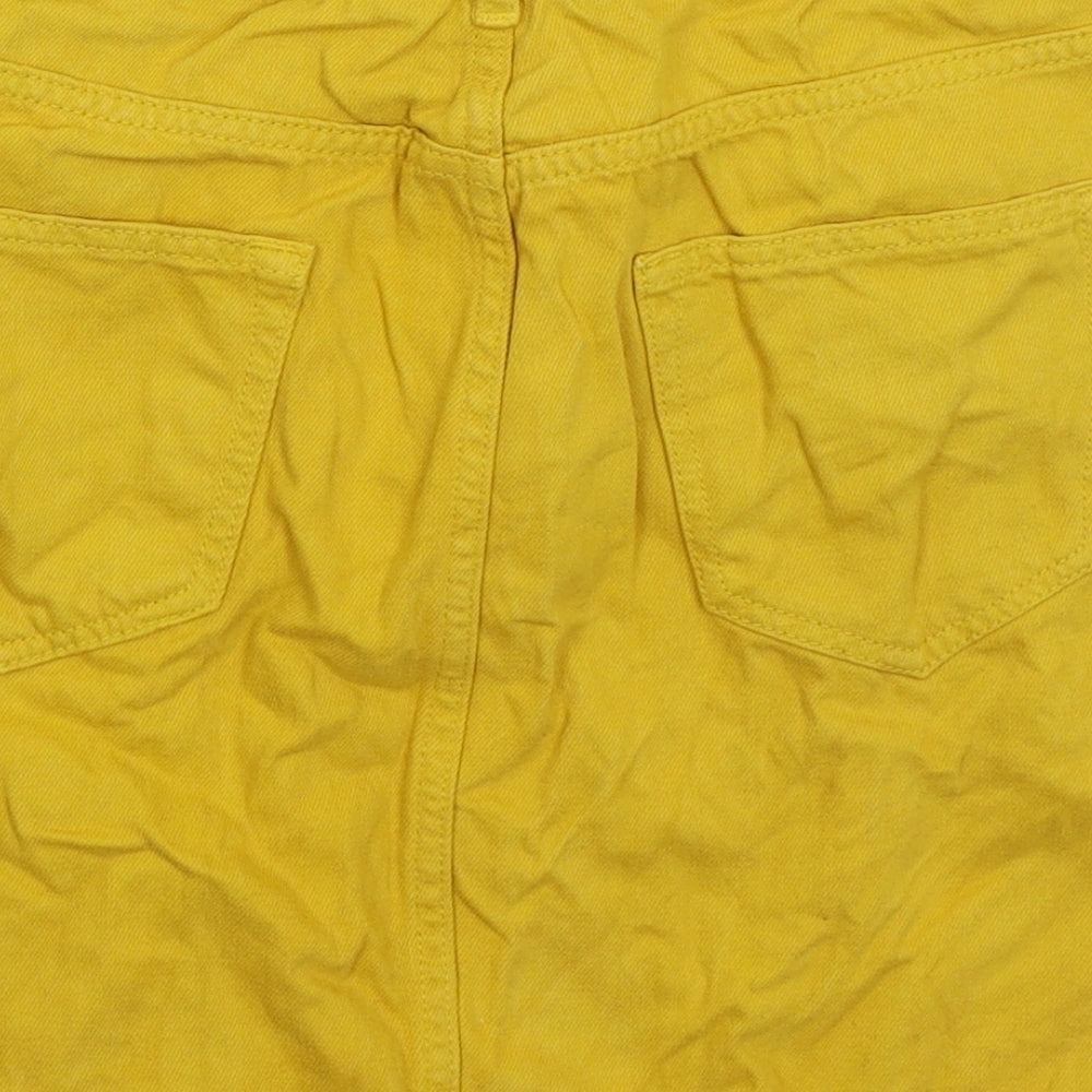 New Look Girls Yellow Cotton Mini Skirt Size 14 Years Regular Button