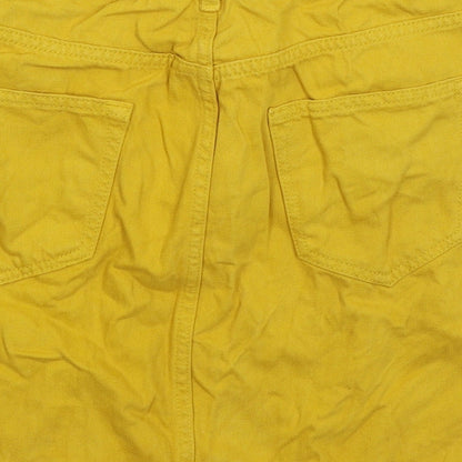 New Look Girls Yellow Cotton Mini Skirt Size 14 Years Regular Button