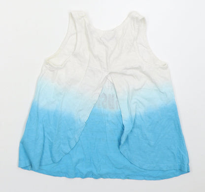 BLue Seven Girls Blue Cotton Basic Tank Size 10 Years Round Neck Pullover - Music