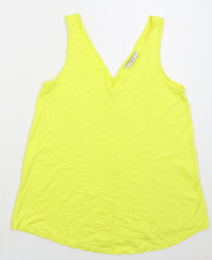 George Womens Yellow Viscose Basic Tank Size 8 V-Neck