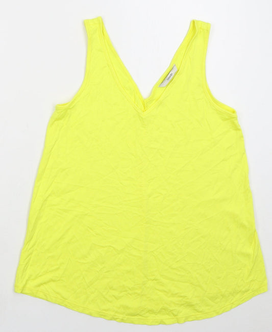 George Womens Yellow Viscose Basic Tank Size 8 V-Neck