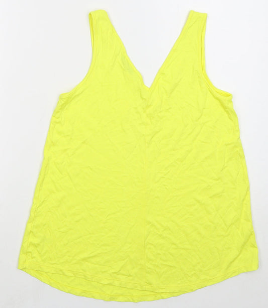 George Womens Yellow Viscose Basic Tank Size 8 V-Neck