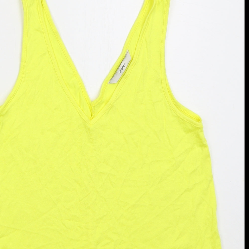 George Womens Yellow Viscose Basic Tank Size 8 V-Neck