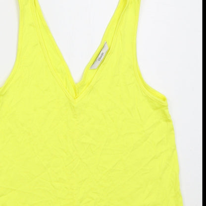 George Womens Yellow Viscose Basic Tank Size 8 V-Neck