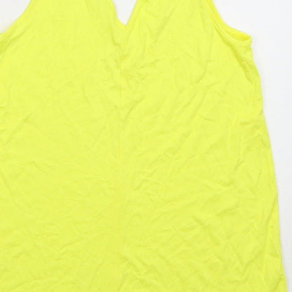 George Womens Yellow Viscose Basic Tank Size 8 V-Neck
