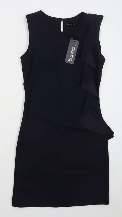 Boohoo Womens Blue Polyester Bodycon Size 10 Round Neck Pullover