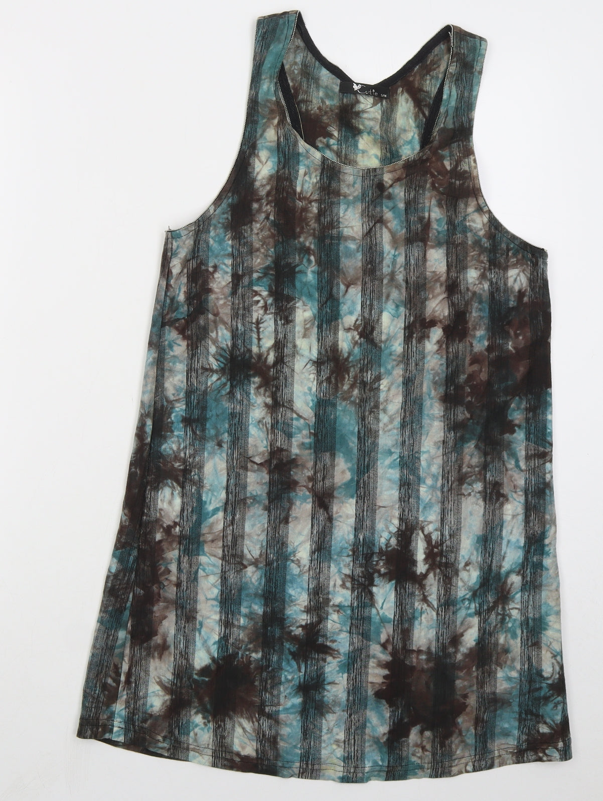 Cutie Womens Blue Striped Cotton Tank Dress Size S Scoop Neck Pullover