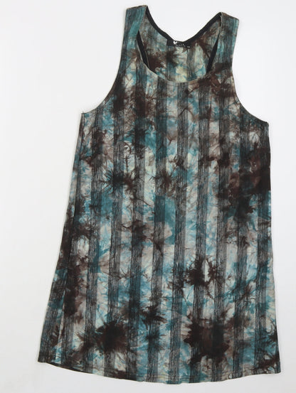 Cutie Womens Blue Striped Cotton Tank Dress Size S Scoop Neck Pullover