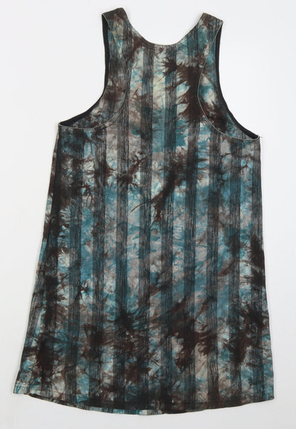 Cutie Womens Blue Striped Cotton Tank Dress Size S Scoop Neck Pullover