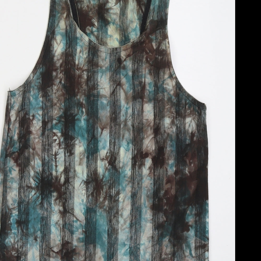 Cutie Womens Blue Striped Cotton Tank Dress Size S Scoop Neck Pullover