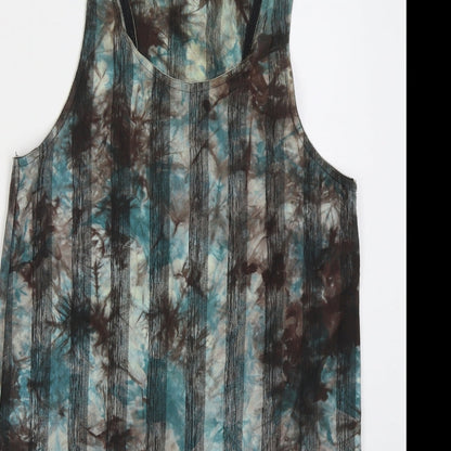 Cutie Womens Blue Striped Cotton Tank Dress Size S Scoop Neck Pullover