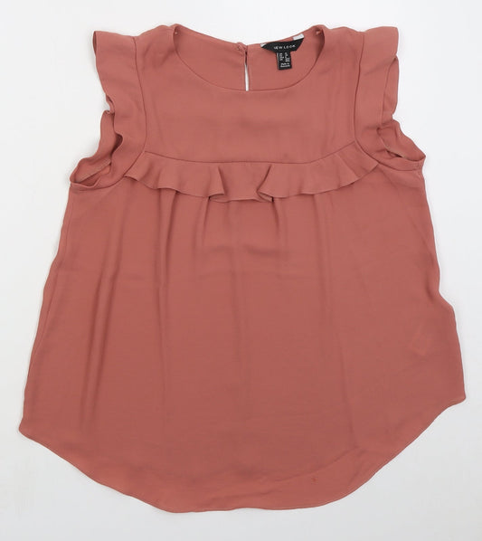 Womens UK Size 10 New Look Pink Basic Blouse