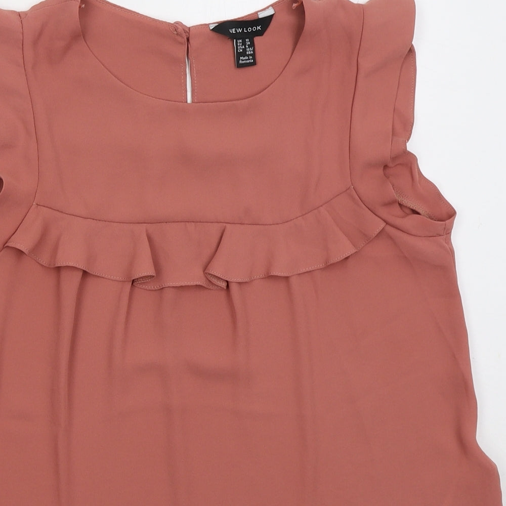 Womens UK Size 10 New Look Pink Basic Blouse