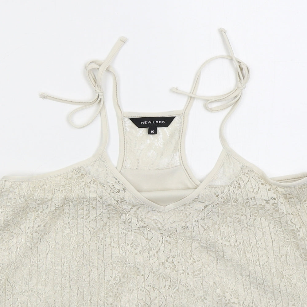 Womens UK Size 10 New Look Beige Basic Tank