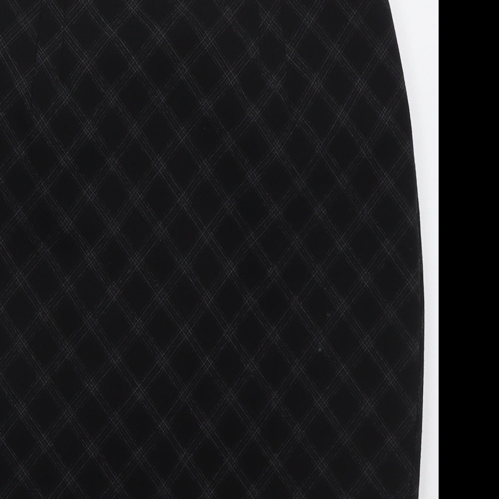 Marks and Spencer Womens Black Check Polyester Straight & Pencil Skirt Size 10 Zip