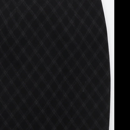 Marks and Spencer Womens Black Check Polyester Straight & Pencil Skirt Size 10 Zip