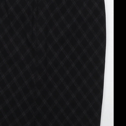 Marks and Spencer Womens Black Check Polyester Straight & Pencil Skirt Size 10 Zip