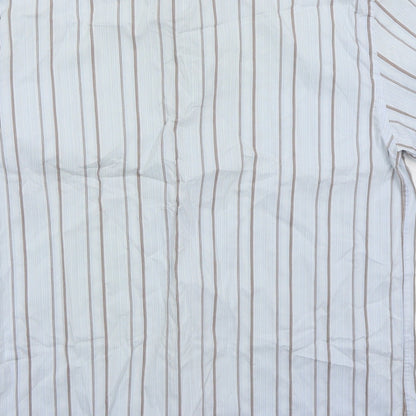 Attitude Mens Blue Striped Cotton Button-Up Size M Collared Button