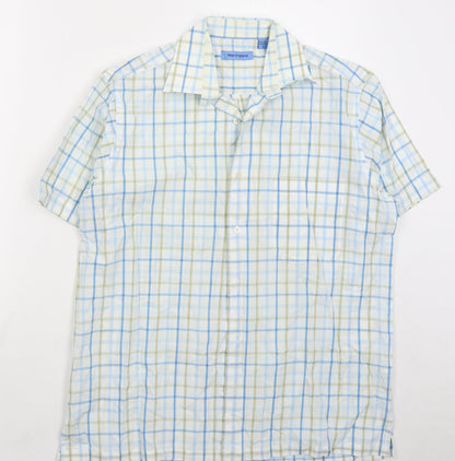 Mens UK Size M Peter England Blue  Button-Up Short Sleeve Casual Shirt