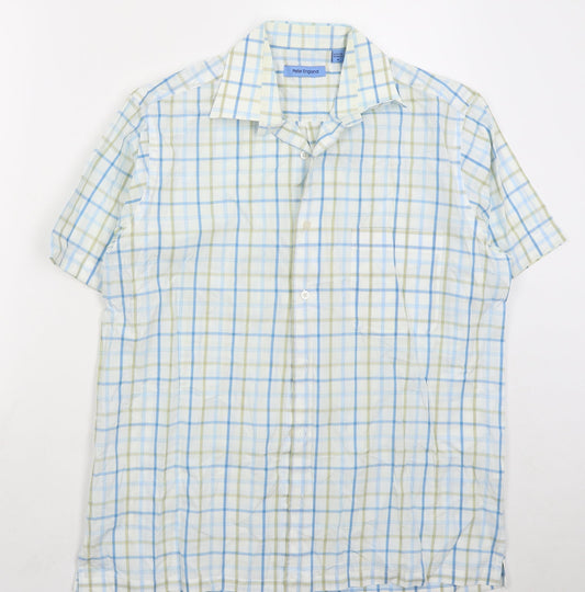 Mens UK Size M Peter England Blue  Button-Up Short Sleeve Casual Shirt