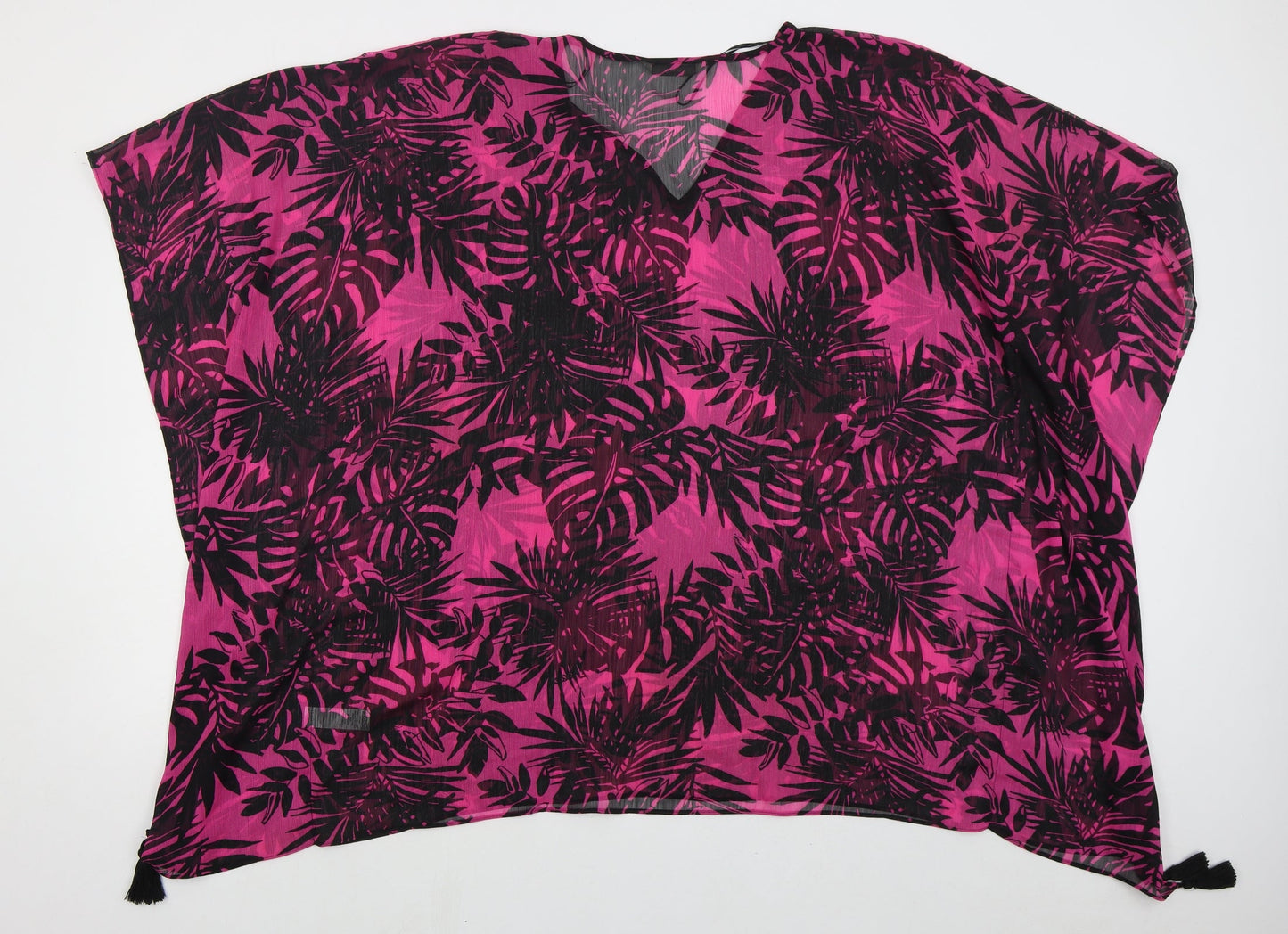 George Womens Pink Floral Polyester T-Shirt Dress Size S V-Neck Pullover - Beach Cover Up