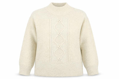 F&F Womens Beige Mock Neck Acrylic Pullover Jumper Size L