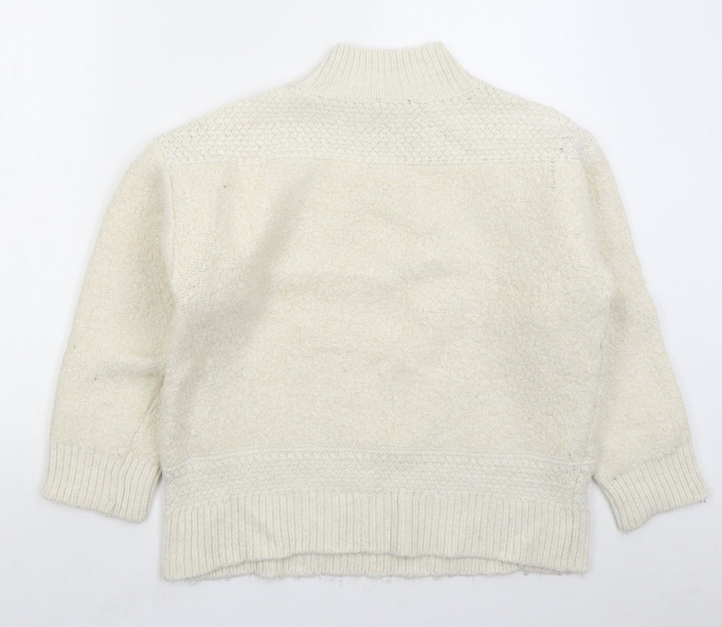 F&F Womens Beige Mock Neck Acrylic Pullover Jumper Size L