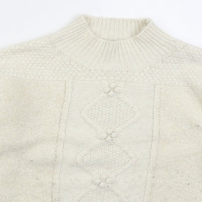 F&F Womens Beige Mock Neck Acrylic Pullover Jumper Size L