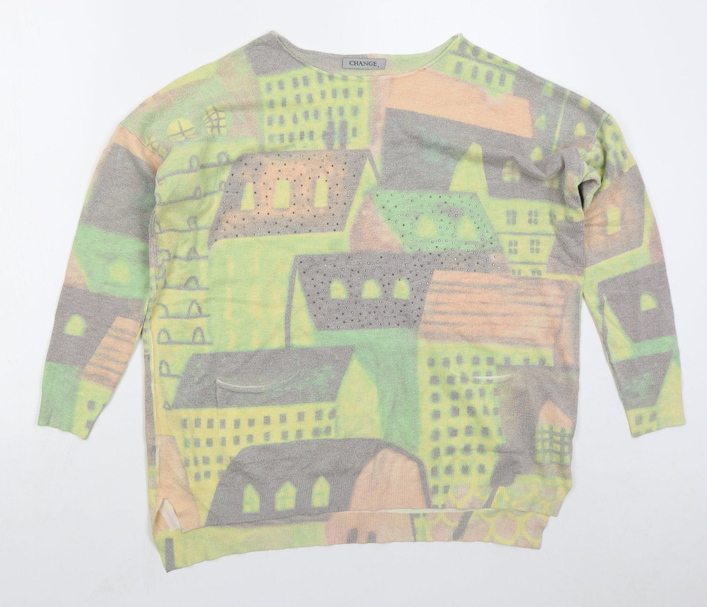 Change Womens Green Boat Neck Viscose Pullover Jumper Size M - Houses