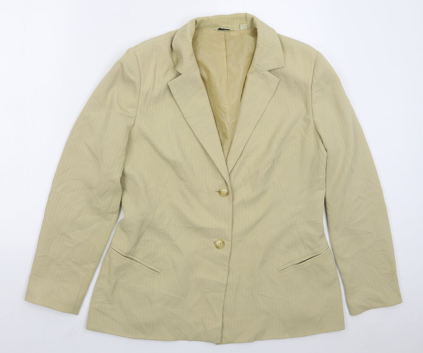 NEXT Womens Beige Striped Polyester Jacket Suit Jacket Size 14