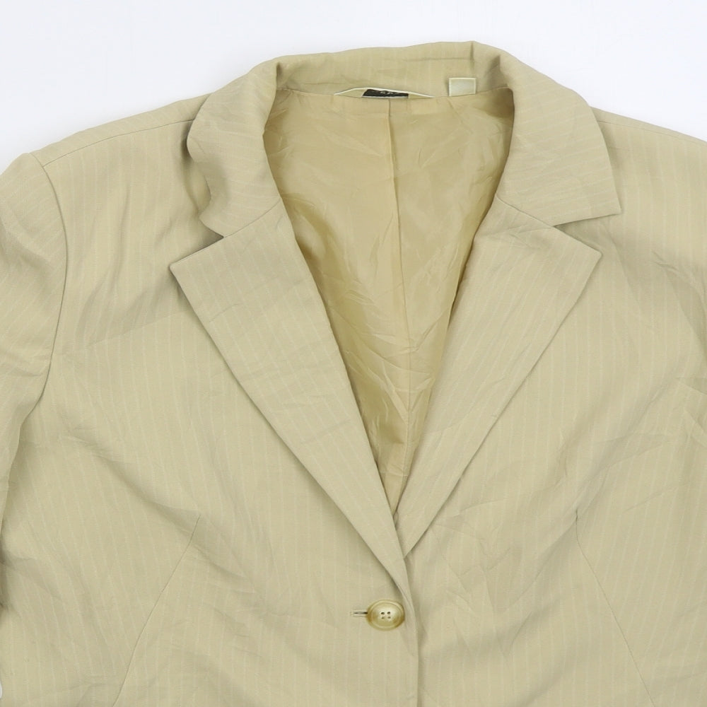 NEXT Womens Beige Striped Polyester Jacket Suit Jacket Size 14